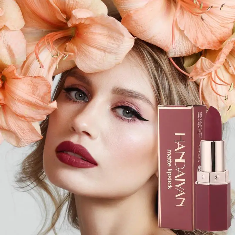 Lápiz labial de larga duración, pintalabios a prueba de manchas, resistente al agua, Copa antiadherente, Sexy, Nude, rojo, brillo de labios, maquillaje, cosméticos, cuidado de labios