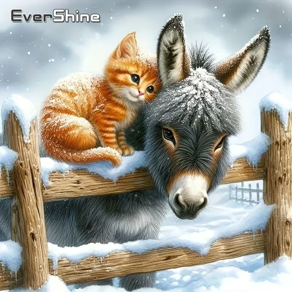 Evershine Diamant-Stickerei, Katze, Tiermuster, für Erwachsene, Anfänger, DIY, Diamant-Gemälde, Esel, Mosaik, Kunsthandwerk, einzigartiges Geschenk
