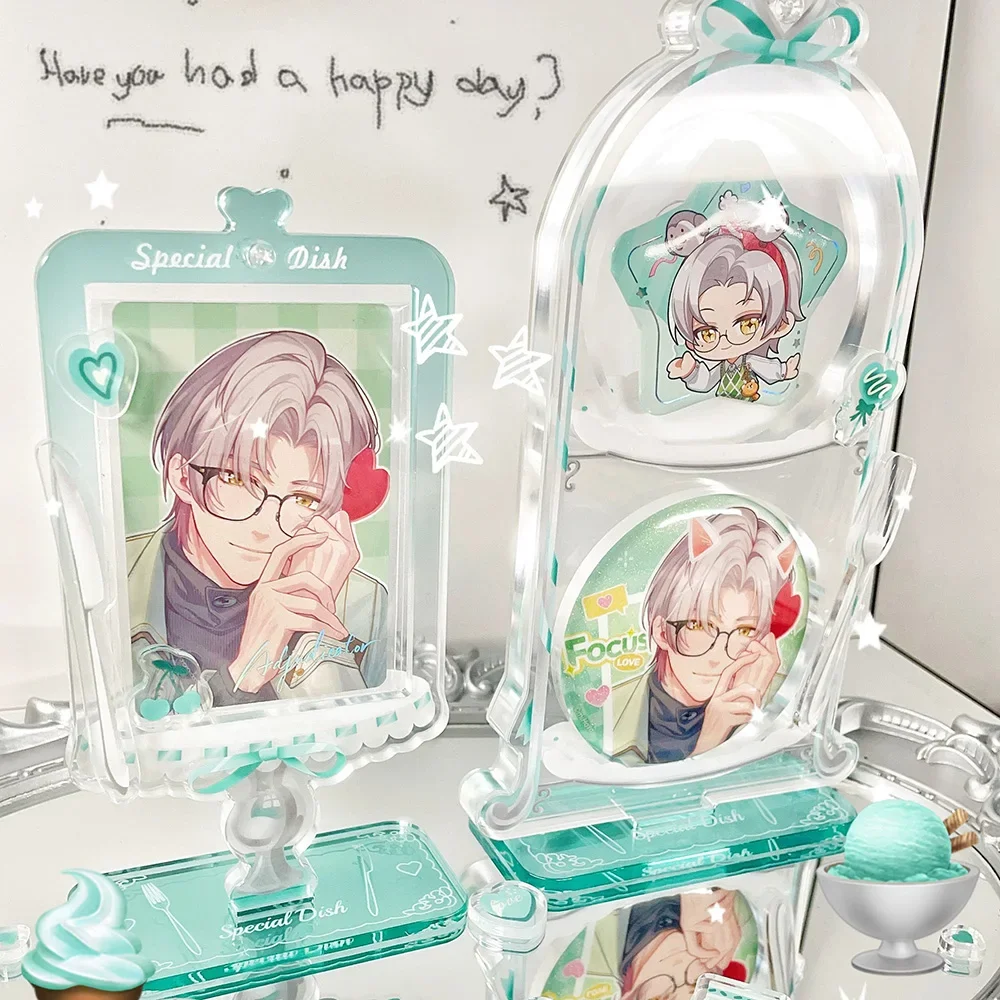 Sweet Afternoon Tea Style Acrylic Display Rack Set of 3 for 58mm 75mm Badges 3 3.5 Inch Photo Cards Kpop Anime Desktop Ornament