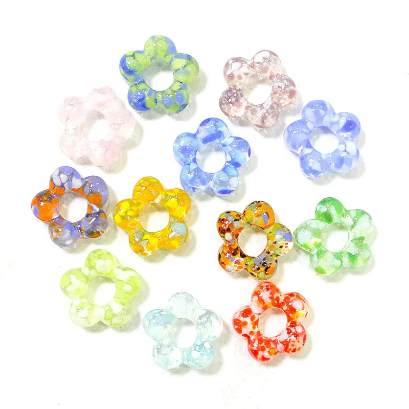 

6pcs Irregular Shape Cute Mini Glass Flower Ornament Christmas Wedding Party Decor Supplies DIY Girl Jewelry Pendant Accessories