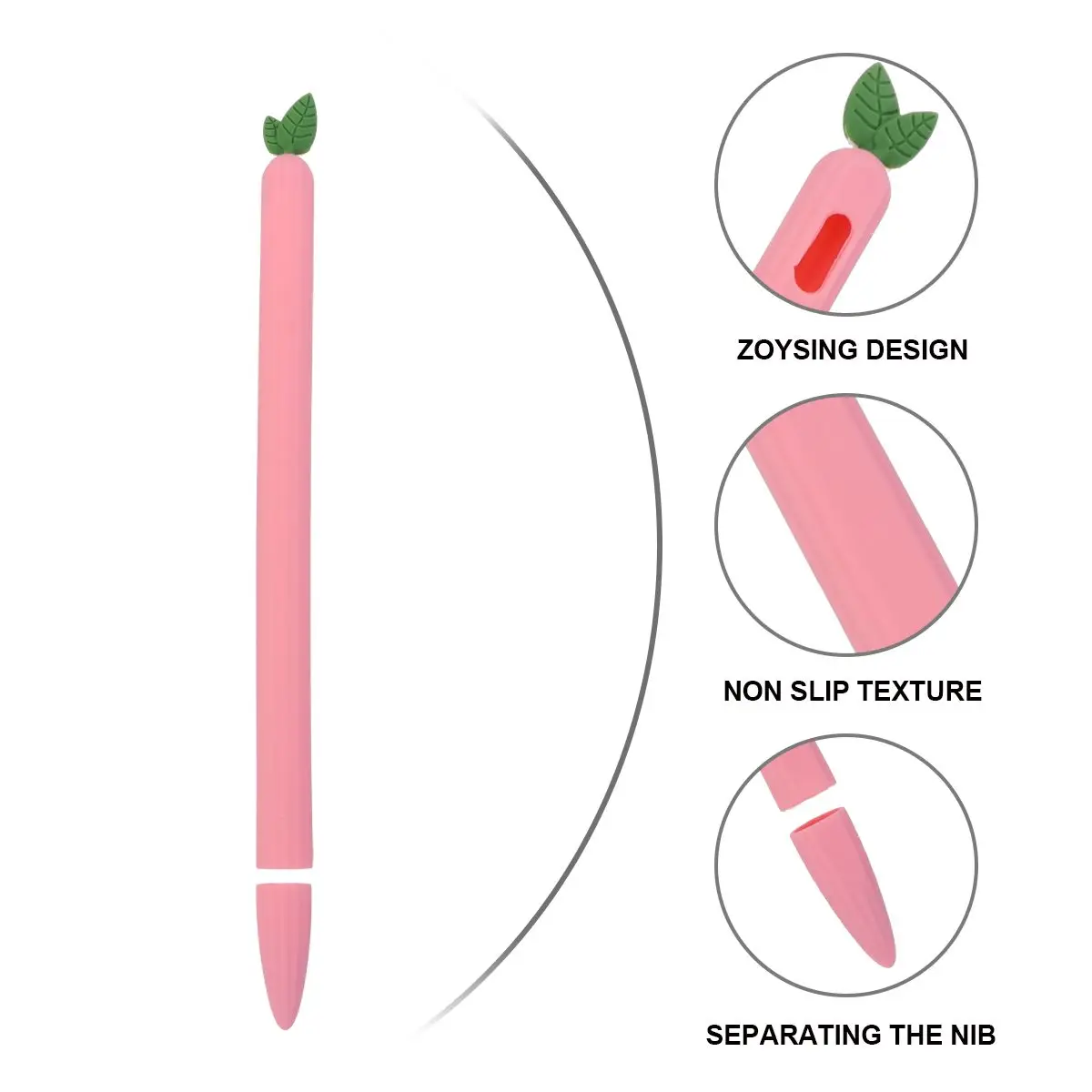 

Silicone Stylus Cover Carrot Design Protective Case Stylus Cover for Touch Pen Green Non Slip Grip Cartoon Protector