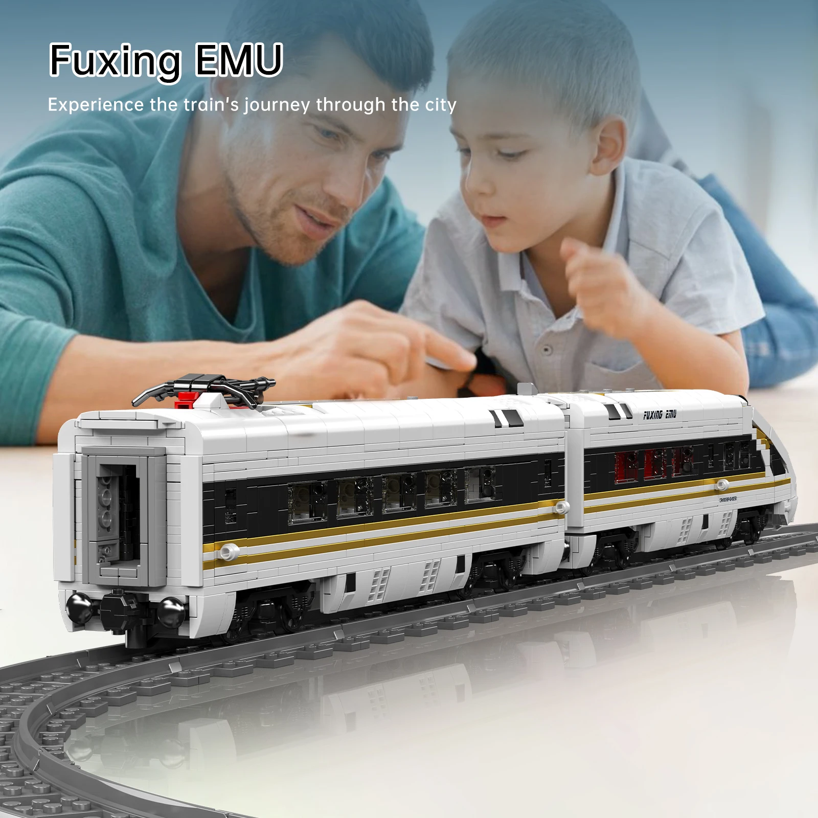 قالب King 12015 Fuxing EMU اللبنات العالم السكك الحديدية الخبراء APP التحكم عن بعد عالية السرعة السكك الحديدية نموذج المراهقين الكبار لعبة هدية