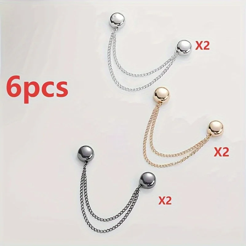 6Pcs Magnetic Clothing Clip - Adjustable Chain Design, Spherical Trim/Suitable for Shirts, Sleeves, Skirts and Pants