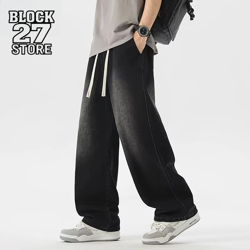 

Men's Jeans American Loose Wide-leg Loose Straight Casual Trousers Street Hip-hop Baggy Jeans Black Grey Blue Streetwear Men