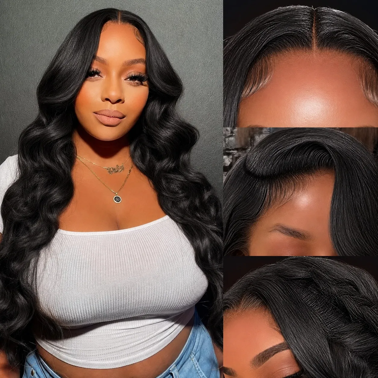 13x4 HD Transparent Lace Frontal Wigs Human Hair Body Wave Melt Skins Bleached Knots Pre Plucked Hairline For Women Remy Hair