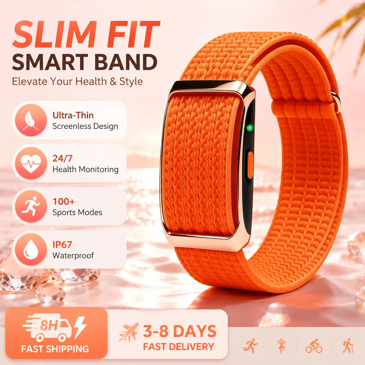2026 Neues Smart-Band ohne Bildschirm, wasserdichte Sport-Smart-Uhr, weiches, ultraleichtes Armband mit Herzfrequenzmessung, Smart Y28C