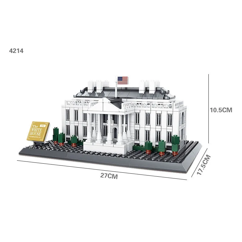 Creative Presidential Palace Of United States World Famous Architecture Block Washington White House Model Building Bricks Toys