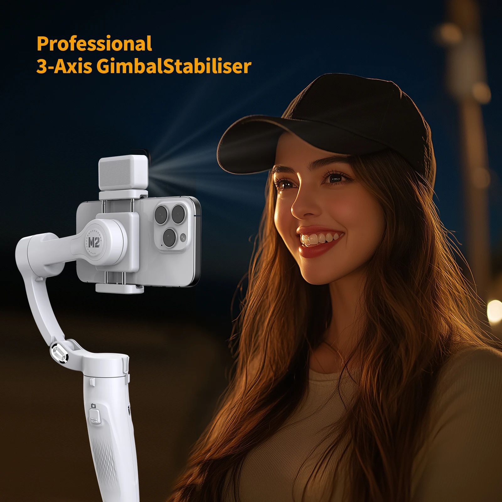 Gimbal Selfie Stabilizer Selfie Stick Desktop tracking Vlog gimbal With Lamp For Tiktok Xiaomi Smartphone live M2-L