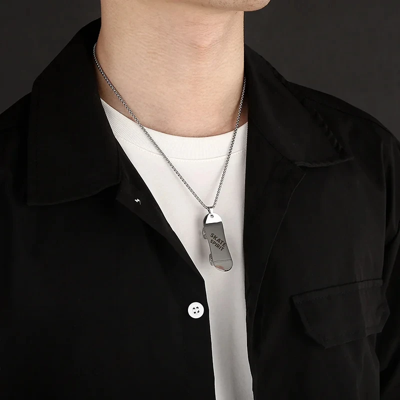 Europe The United States Fashion Trend Scooter Pendant Necklace for Men and Women Street Style Creative Long Pendant Accessories