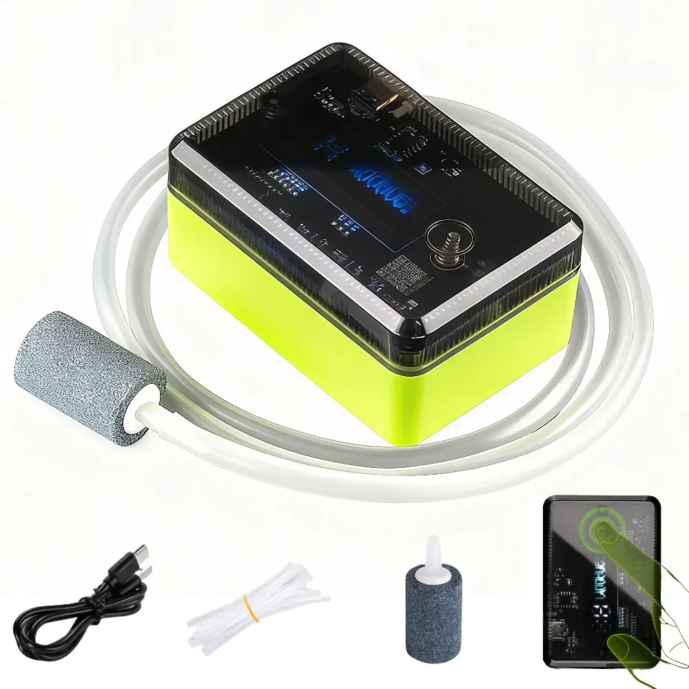 Portable Oxygen Air Pump Aquarium Compressor Touchscreen Fish Tank Oxygen Generator Fishing Rechargeable Aquarium Bubbler Maker