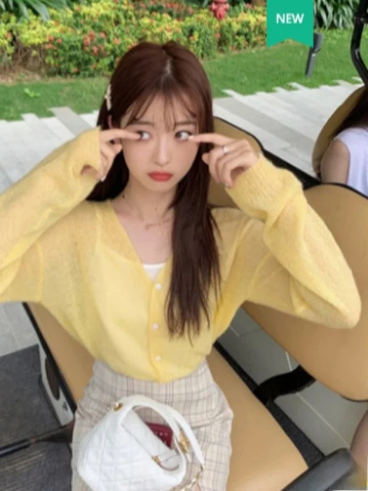 Blue Knitted Open Cardigan Women's 2025 New Sle oulder awl with Strap Skirt Outer Cover Thin Sweater Jaet