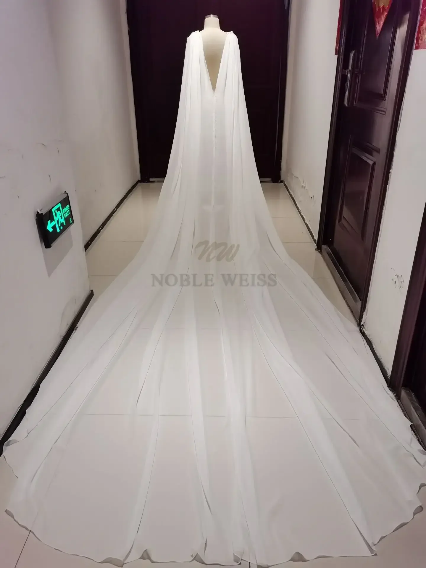 Long train Chiffon Wedding Dress Cape Long Wedding Jacket Bolero Shoulder Cape Bridal Wrap