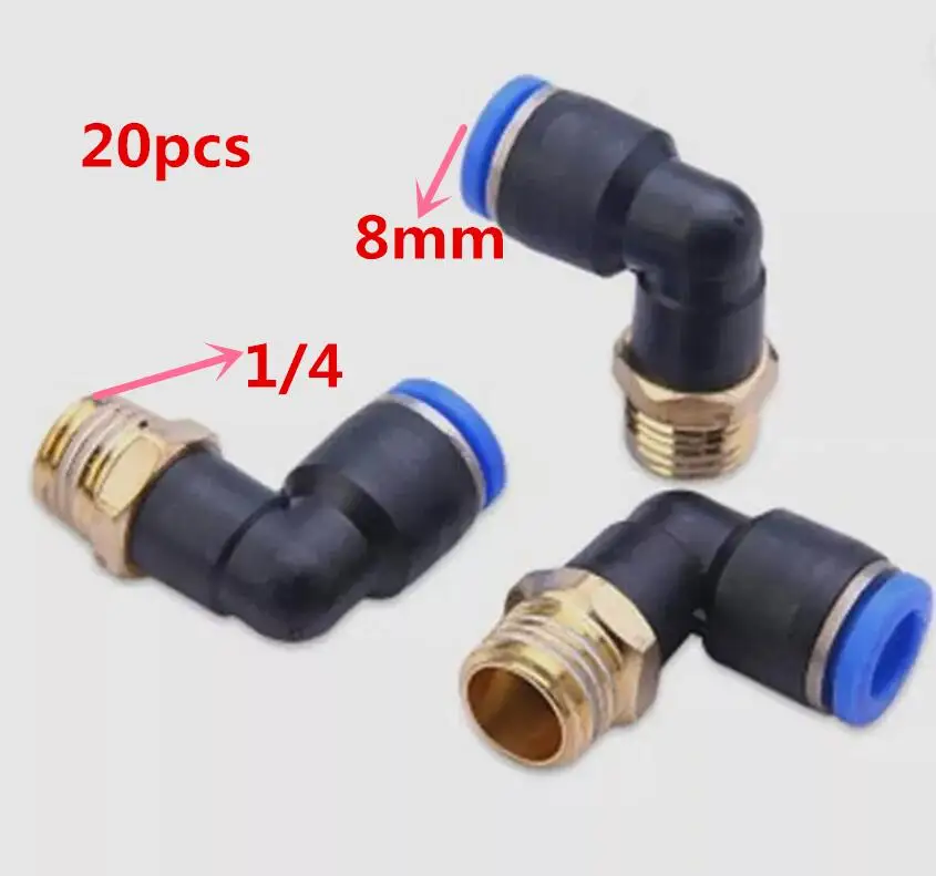 20PC Tyre Tire Changer Machine Parts 1/8 1/4 L Air Valve Tubing Fitting Connector Tube 8mm