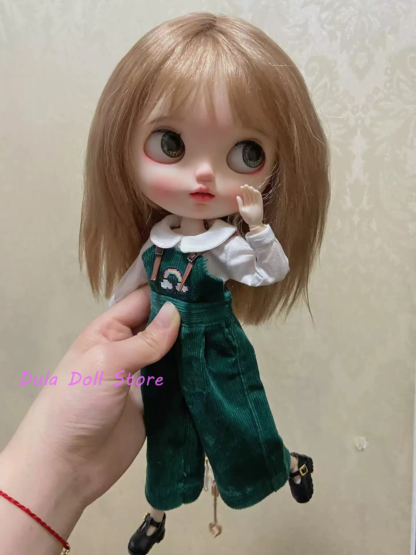 Dula Doll Clothes Dress Suspenders set Blythe Qbaby ob24 ob22 Azone Licca ICY JerryB 1/6 Bjd Doll