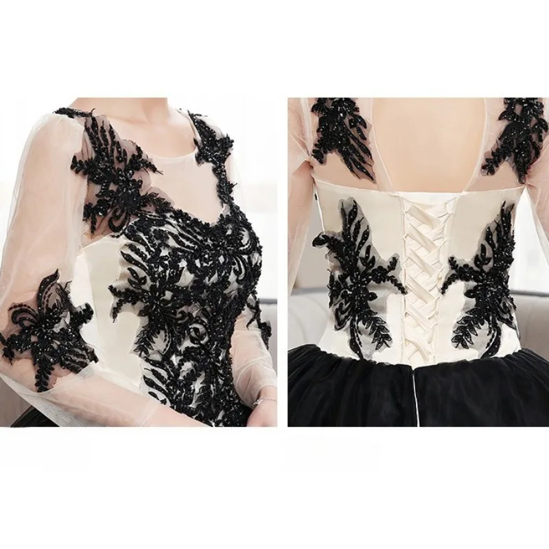 Nowa Sukienka na Ramiączkach 2026 Scena Folkowy Piosenka Solo Występ Egzamin Kostium Spotkanie Roczne Przyjęcie Wieczorowe Sukienka z Bufiastą Spódnicą Damska