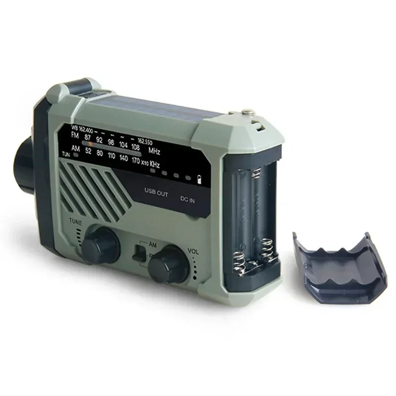 AM/FM/WB Three-Band Solar Radio, Outdoor Hand-Cranked Mobile Phone Charging, Portable Lighting Emergency Lights  Radio