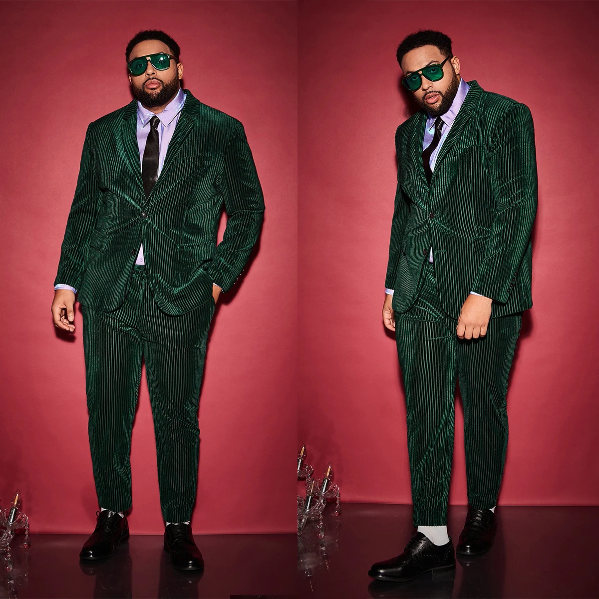 Men' s Suit 2 Pieces Corduroy Blazer Pants One Button Slim Fit Tuxedo Jacket Fashion Business Modern Wedding Groom Customized