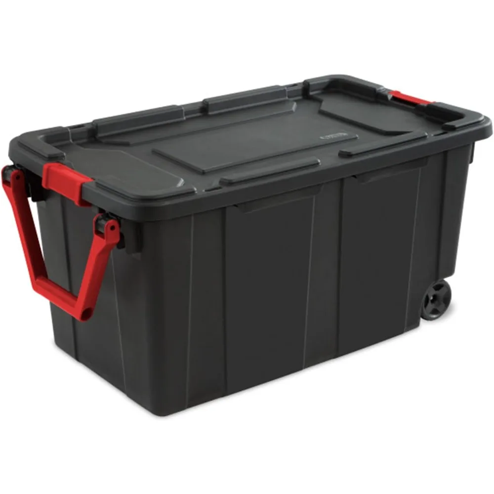 8 Pack Storage Bins, Plastic Organizer Containers w/ Lids & Wheels, 40 Gal