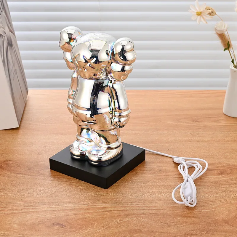 

Electroplated desk lamp fluid bear doll creative desktop ornament gift cartoon toy colorful plug-in night light