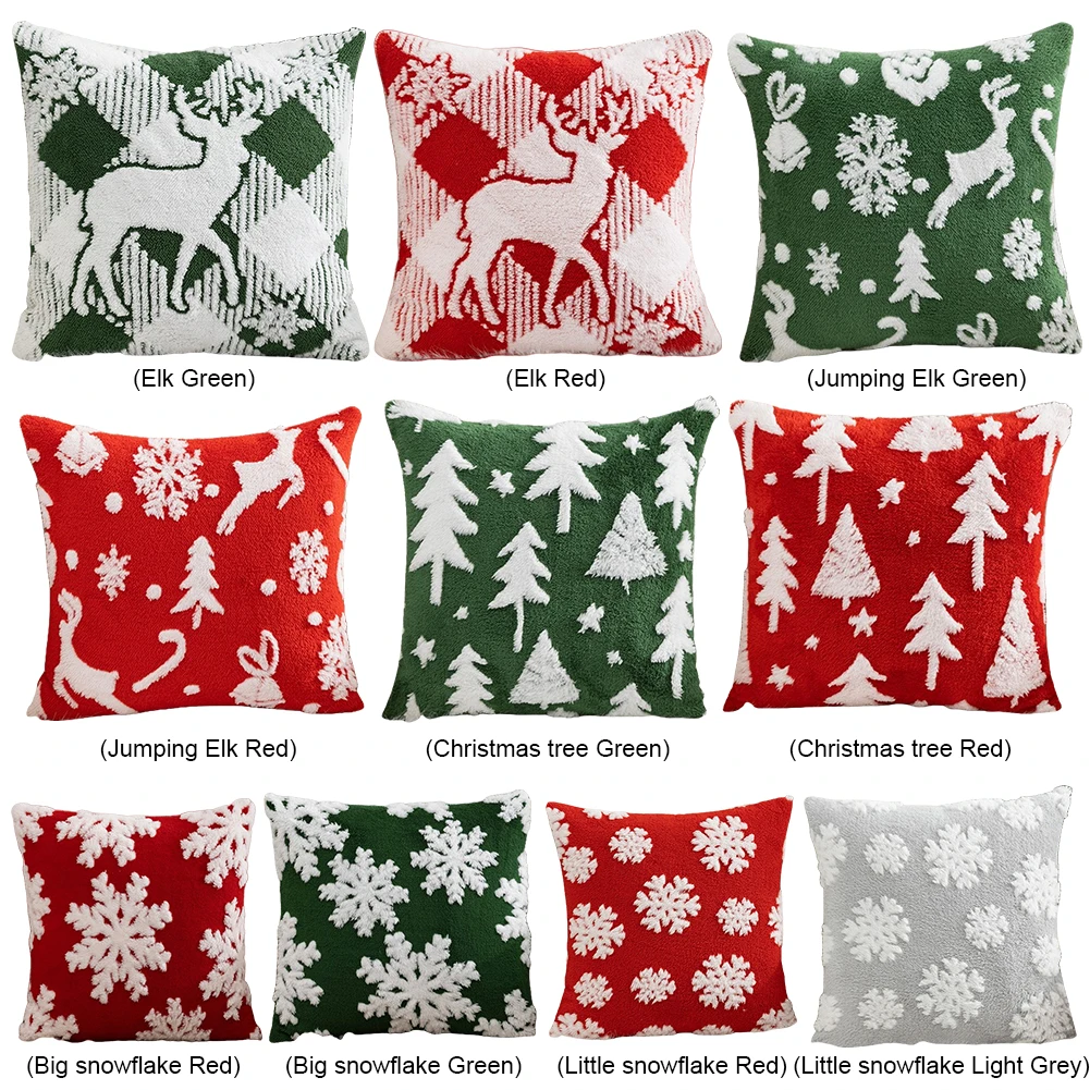 1PC 45X45CM Christmas Throw Pillow Cover Soft Winter Holiday Pillowcase Festival Pillow Case Jacquard Cushion Case Home Decor