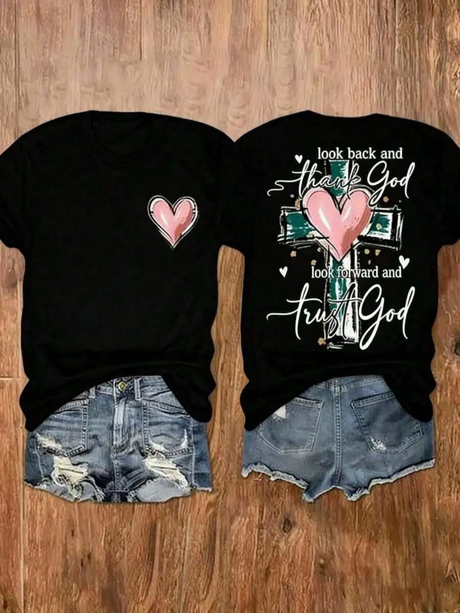 Women's Christian Inspired Graphic Print T-Shirt - 