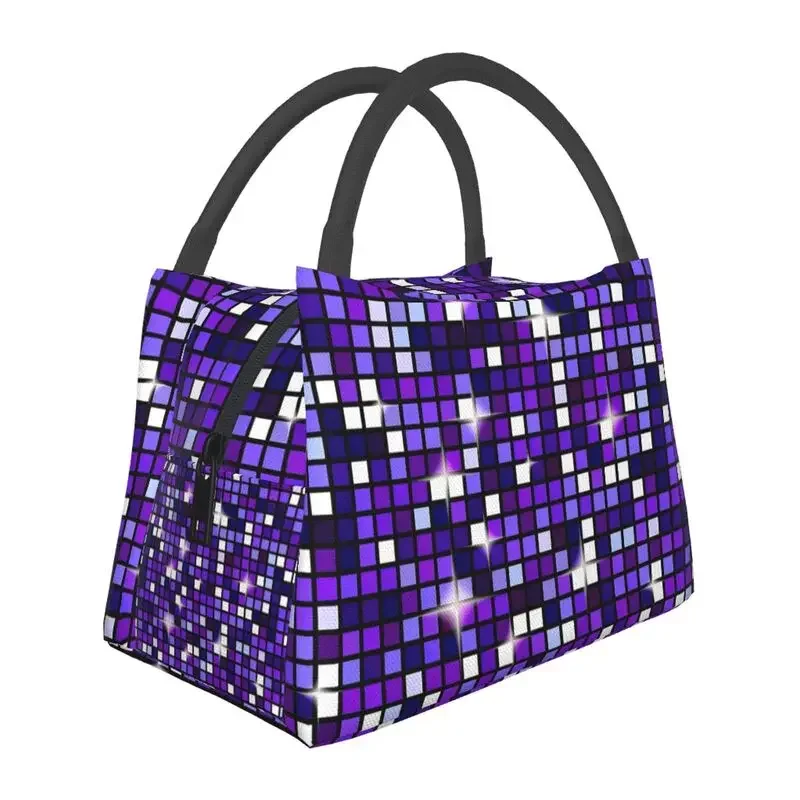 

Dark Blue Disco Ball Glitter Portable Lunch Box Women Thermal Cooler Food Insulated Lunch Bag Hospital Office Pinic Container