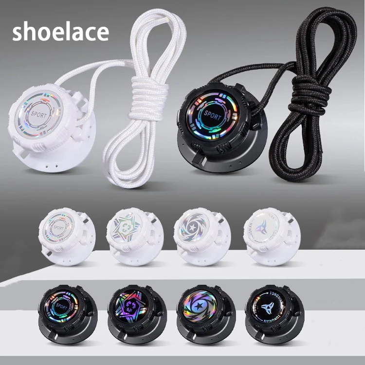 

Black and white round athletic shoelaces unisex Twist-lock shoelaces Easy-to-use automatic shoelace shoe accessories 1Pair