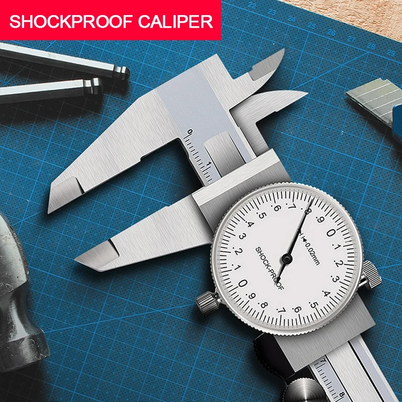 0-150/200mm Vernier Calipers 0.02mm High Precision Anti-vibration Pachometer Dial Caliper Metal Gauge Ruler Depth Measuring Tool