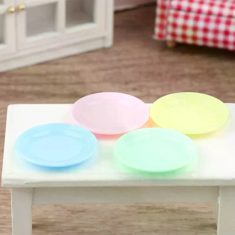 5Pcs Dollhouse Mini Food Plates Dollhouse Simulation Dining Plate Dolls House Kitchen Accessories Pretend Play Toys