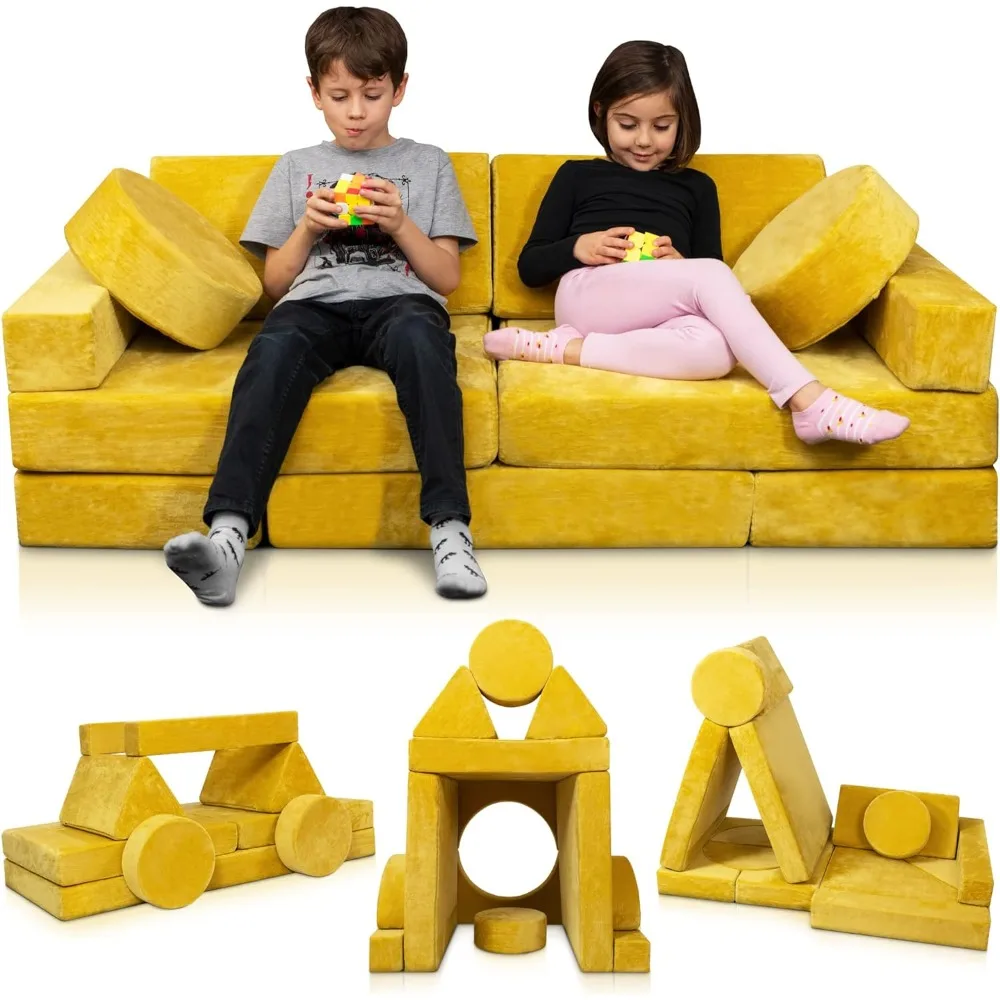 Lunix LX15 Sofa bermain anak Modular, 14 buah Sofa pembagi anak, Fortplay kamar tidur dan ruang bermain untuk balita