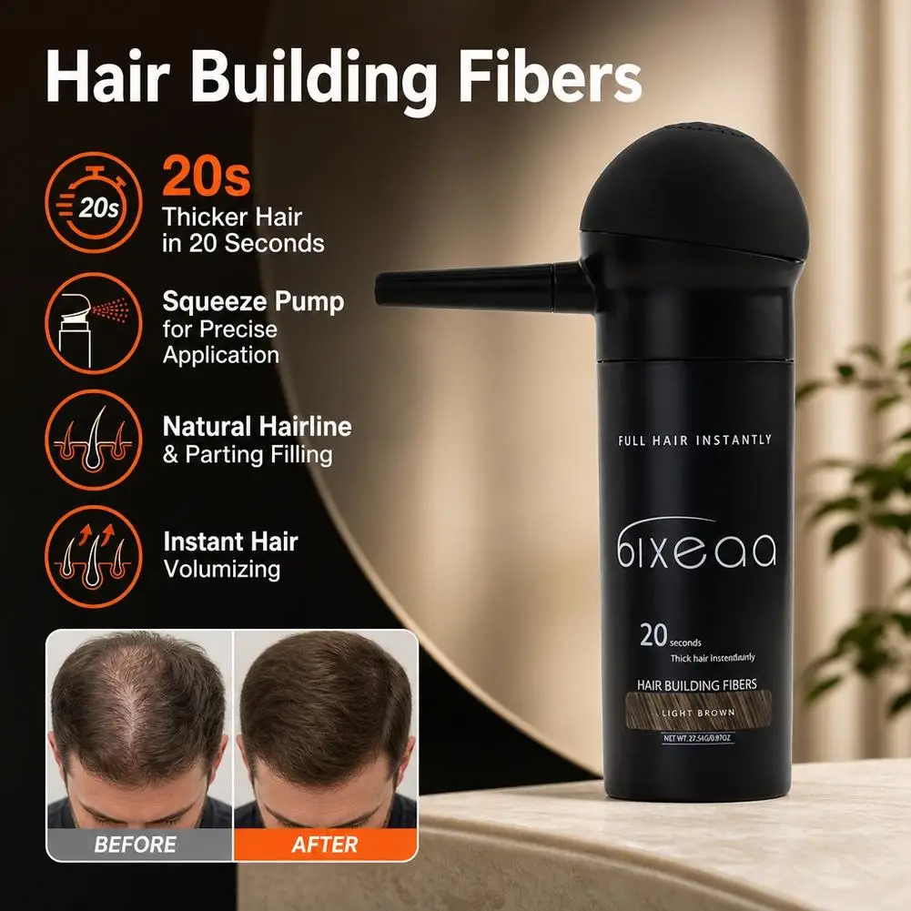 Bixeaa Hair Building Fibers With Spray Nozzle Full Hair Effect Hair Coloring Powder Conceal Sparse Hairline Boost Hair Volume