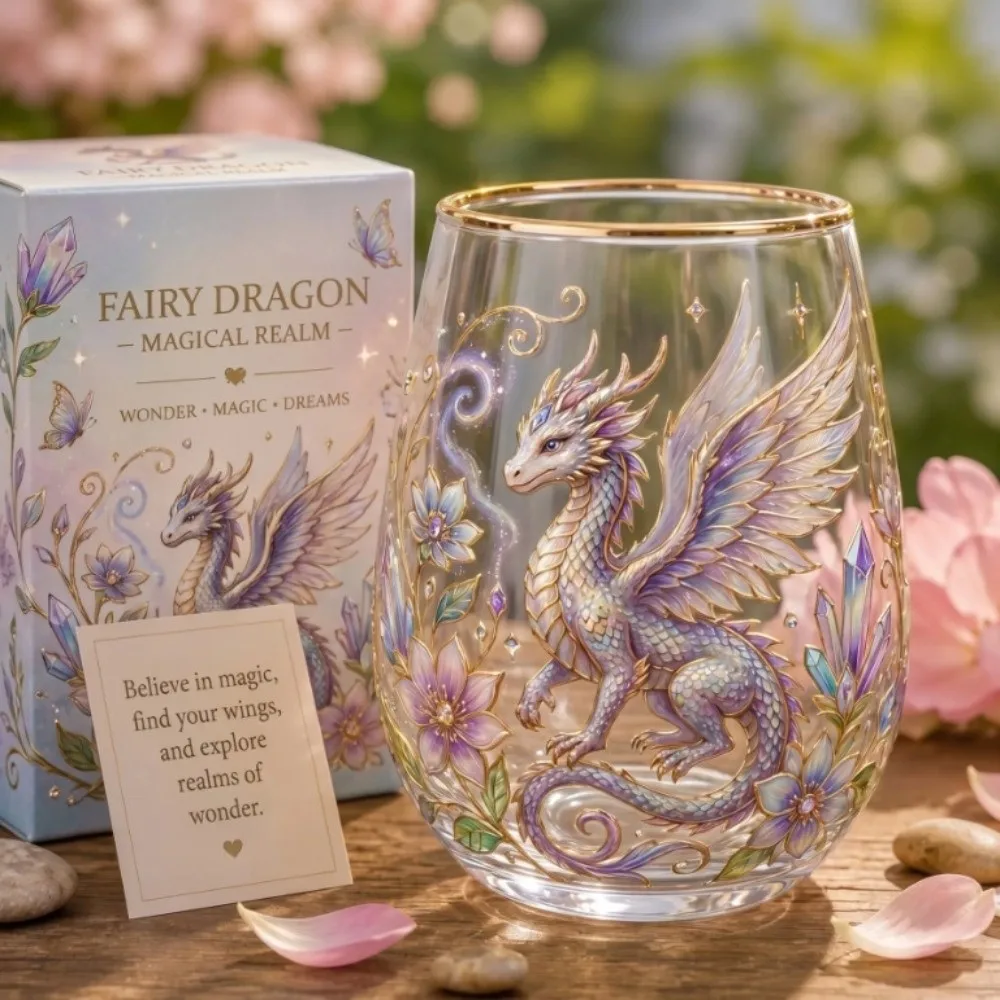 Transparent Hummingbird Joy Tea Cup Gold Rimmed Large Capacity Milk Decorative Tumbler Pastoral Style Enamel Floral Bird Design