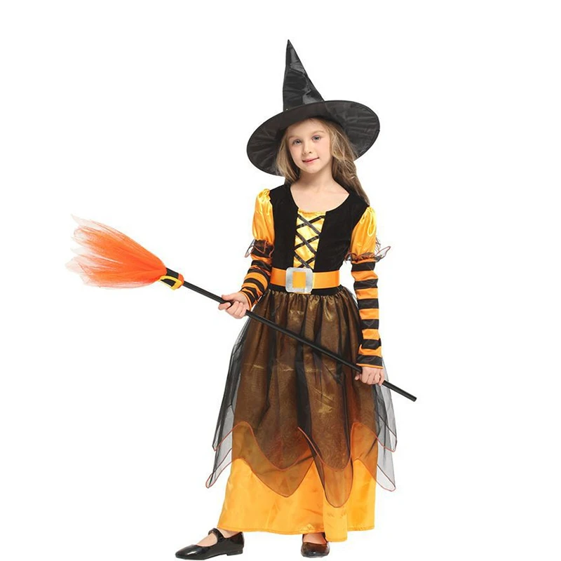 Hexen-Cosplay-Kostüm-Set für Mädchen, Kinder-Halloween-Partykleid, verschiedene Hexen-Outfits für Karneval und Rollenspiele – Detail 14