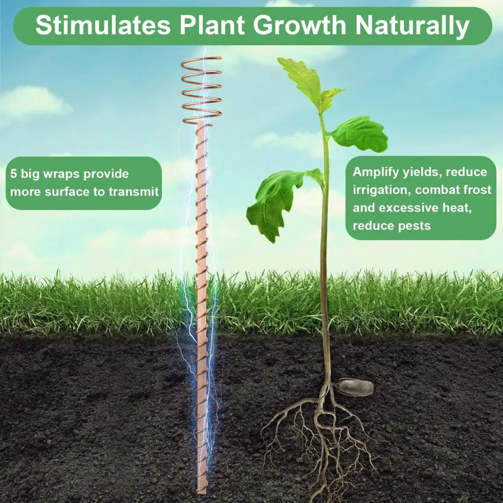 13.5-inch Electroculture Plant Stakes High-Yield Clockwise Winding Easy to Install Multifunctional Long Copper Garden Stakes