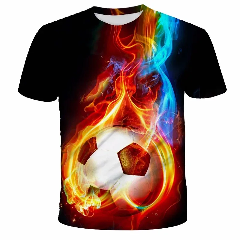 2024 Children Fashion Football 3D Print T-Shirt Soccer Boy Girl Casual Tees Teen Kids Cool Clothing Funny Tops Sport Streetwear