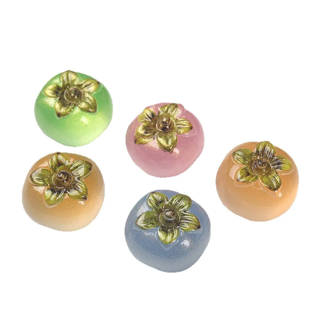 5PCS Persimmon Series Miniature Flat Back Resin Cabochons For Hairpin Scrapbooking DIY Home Decor Craft Accessories