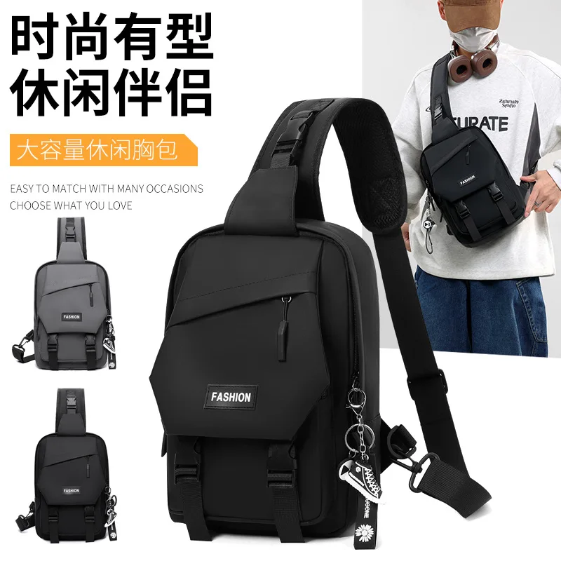 Man Nylon Casual Chest Bag with Large Capacity Lightweight Travel Hiking Cycling Shoulder Crossbody Daypack Bag Fitness Backpack