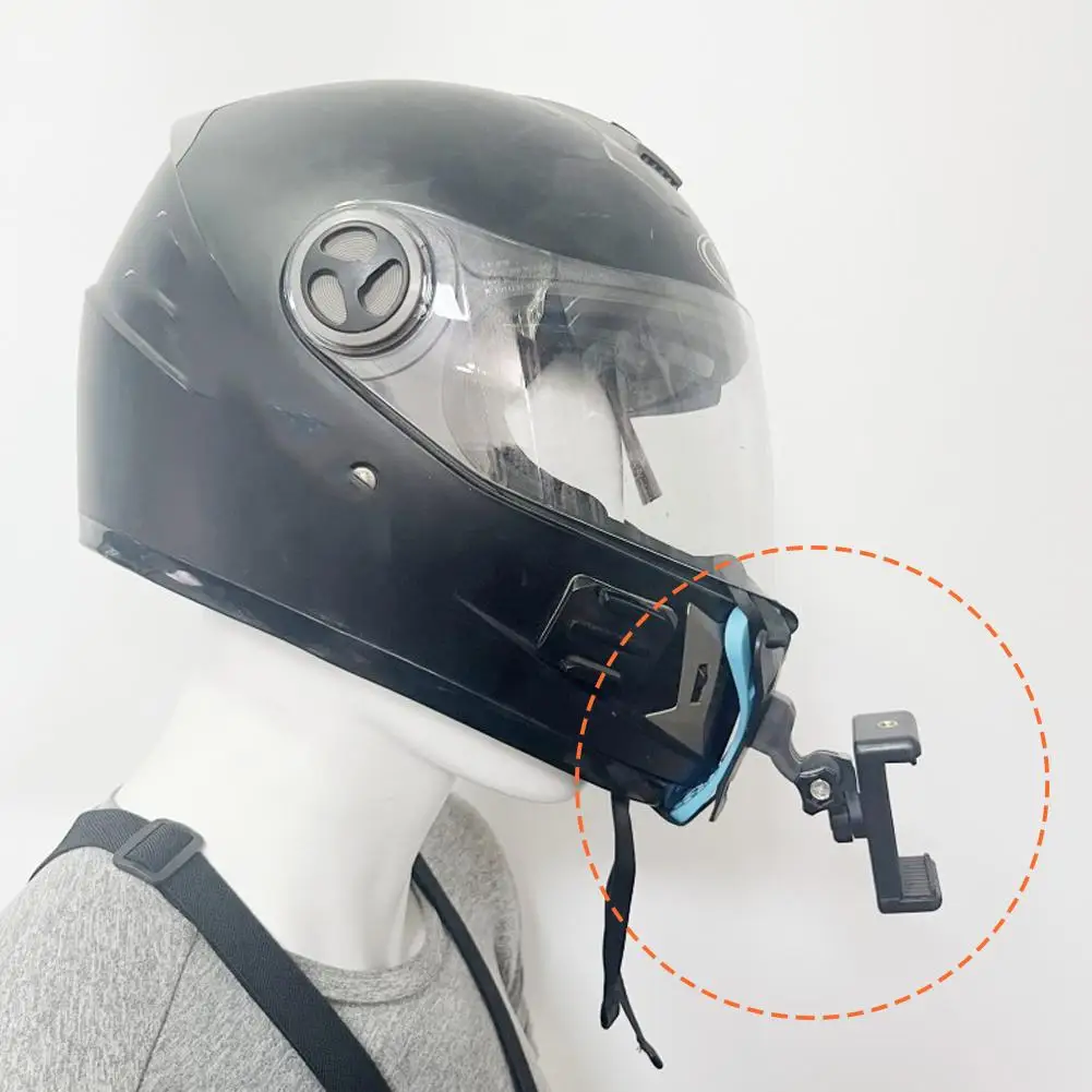 Motorcycle Helmet Chin Strap Mount Holder With Phone Clip Compatible For GoPro Action Sport Camera Helmet Holder