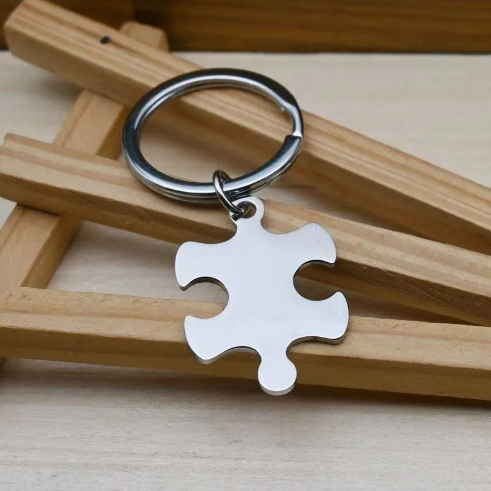 1 Paar personalisierte Puzzle-Schlüsselanhänger aus Edelstahl, kreativer Schlüsselanhänger, Schmuck für Bruder, Schwestern, Paare, Jahrestagsgeschenk – Detail 5
