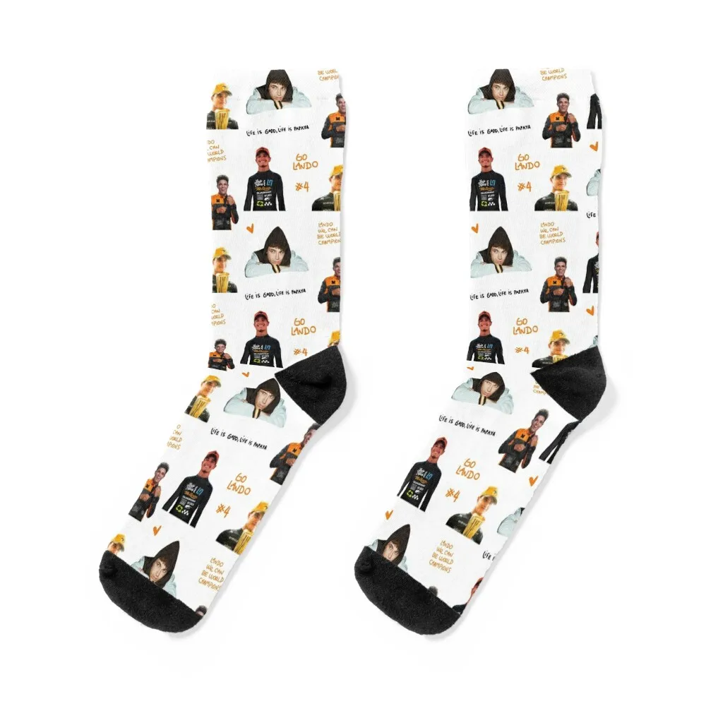 

Lando Norris Illustrated Stickers Socks Christmas fashionable moving stockings Toe sports Socks Ladies Men's
