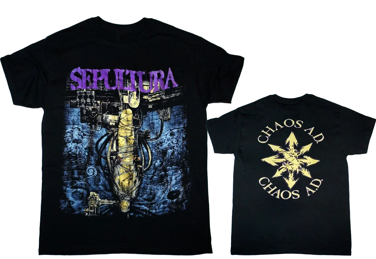 Sepultura - Chaos A.D Tour Rock Band Metal Shirt Double Sided Black