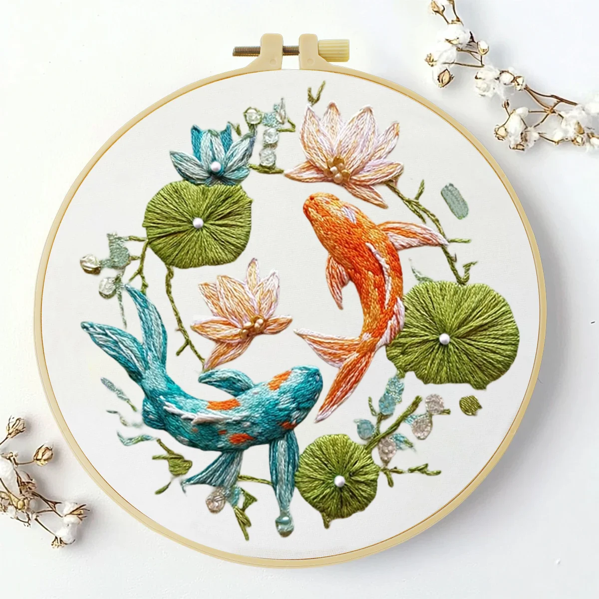 1 Stück 20X20CM/15X15CM 7,87/6,3 Zoll Fisch-Stickerei-Starter-Kit DIY-Kit DIY-Stickerei-Set Handarbeiten Nadelkunst Malerei – Detail 2