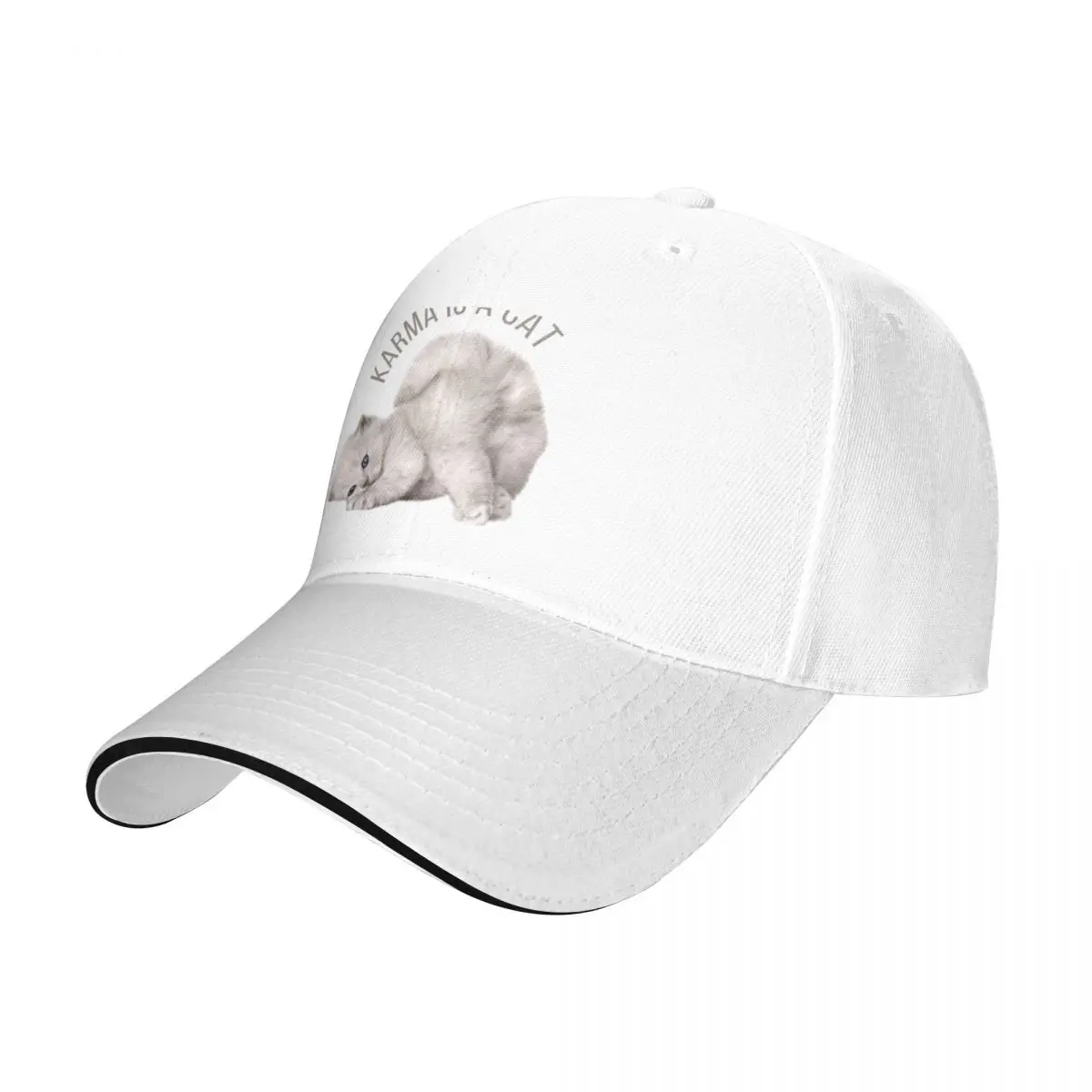 Karma is a cat , white cat Baseball Cap beach hat sun hat Hats For Women Men's