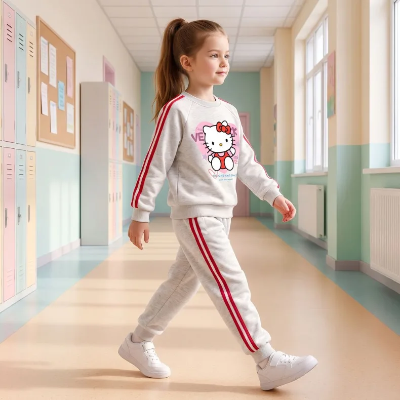 Herbst-Winter-Mädchen-Freizeit-Sweatshirt+Jogginghose 2-teiliges Set Kinder O-Ausschnitt Hoodie+Lange Hose 2-teiliger Anzug Kinder-Trainingsanzug – Detail 3