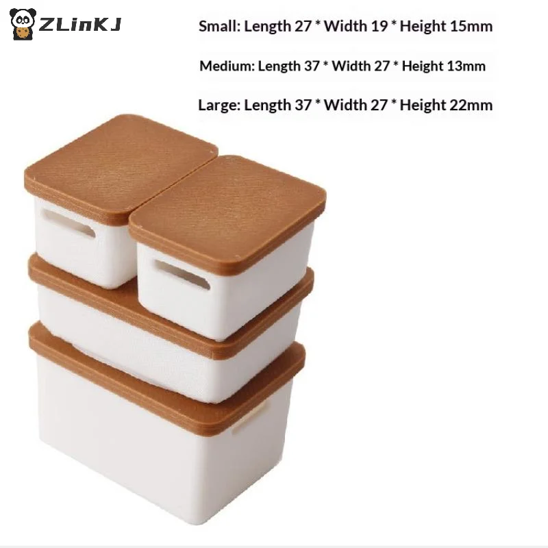 ▶4Pcs Mini Storage Case With Cover 1/12 Dollhouse Miniature Food Storage Box Model Doll House Accessories Toy