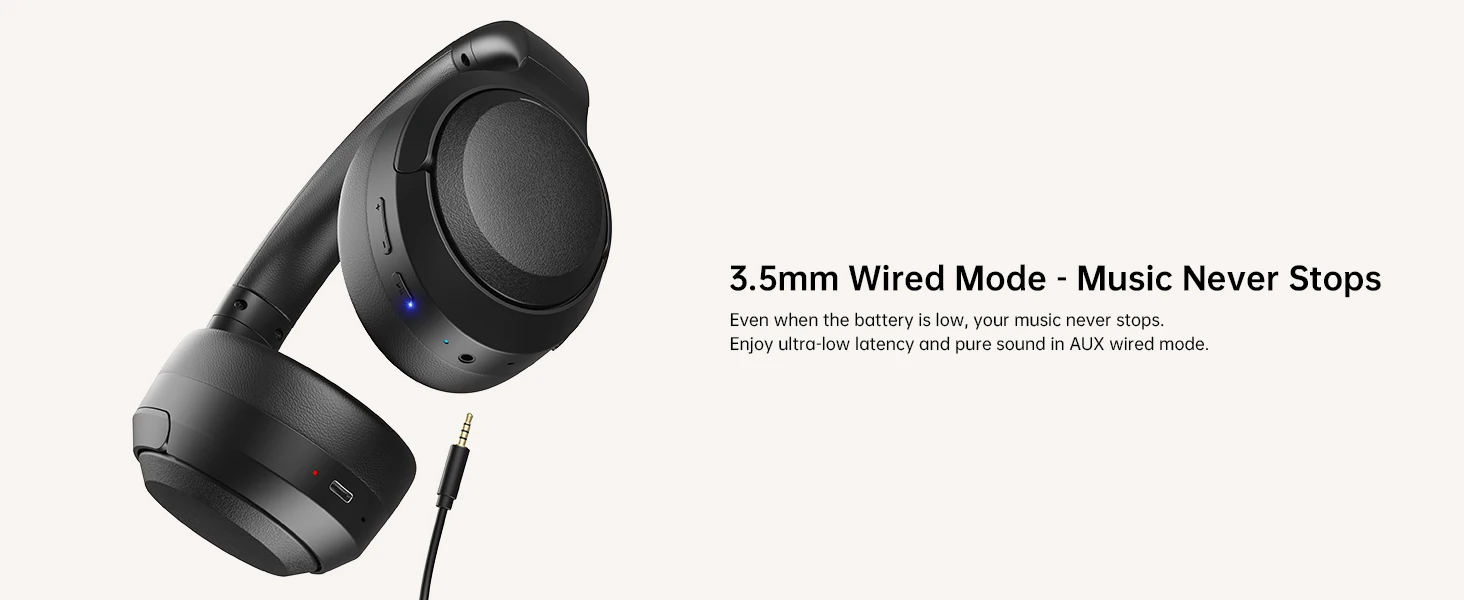 Oneodio EKSA P300 ANC Kabellose Kopfhörer Bluetooth 5.4 Aktive Geräuschunterdrückung über dem Ohr Hochauflösendes HiFi-Headset mit AI ENC-Mikrofon 100H – Detail 6