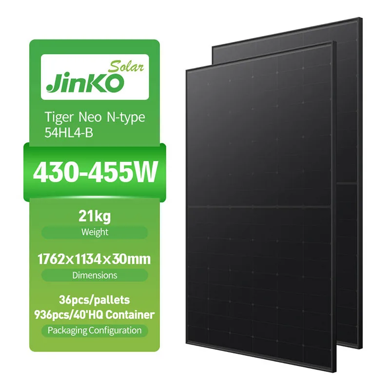 Jinko Tiger Neo N-Type 54HL4R-B All Black Monofacial Solar Power Panel 430w 435w 440w 445w 450w 455w N type Solar Panel Nigeria