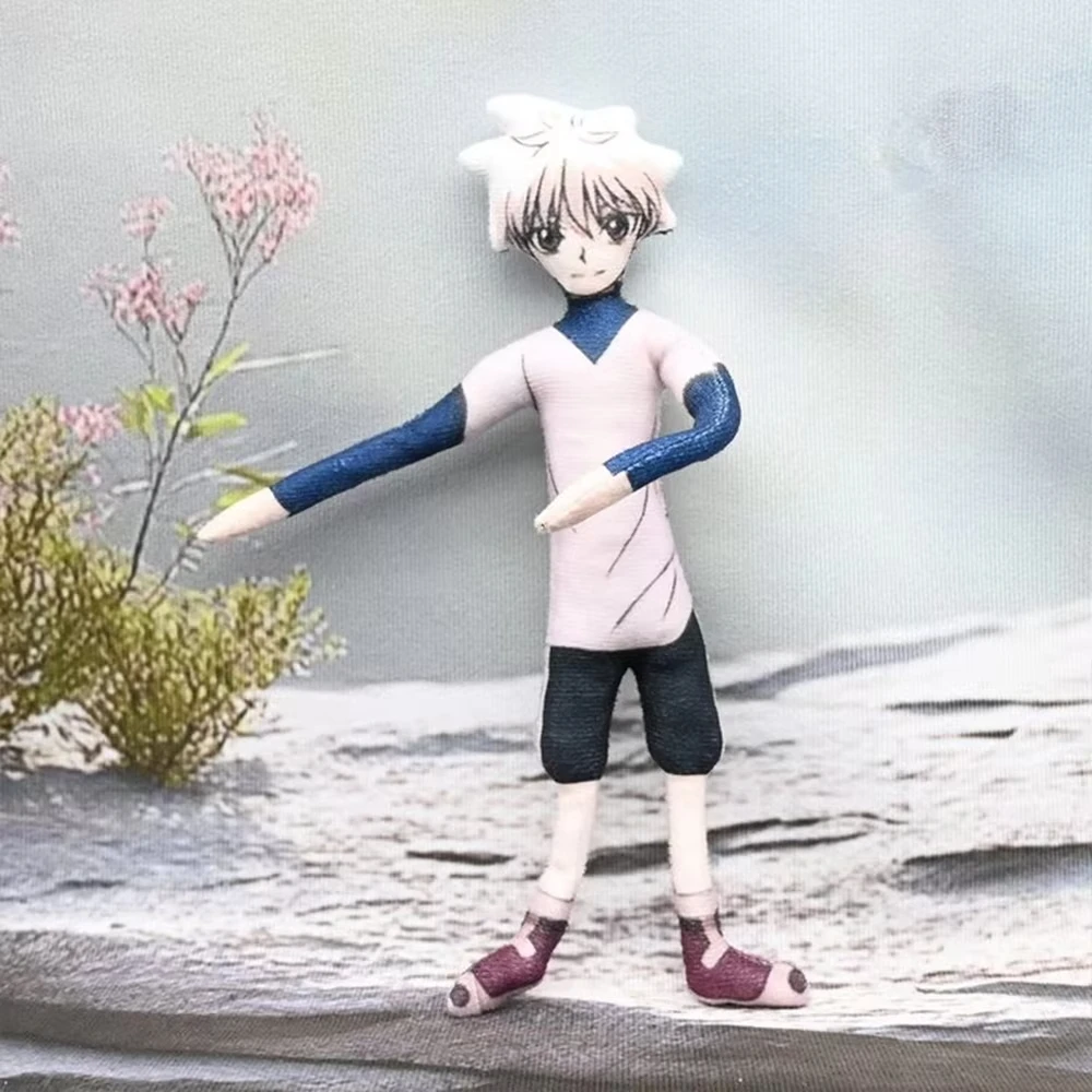 Anime Hunter Killua Zoldyck Cosplay Plush Doll Stuffed Dolls Cute Plushies Room Decoration Abstract Wire Joint Twistable Gifts