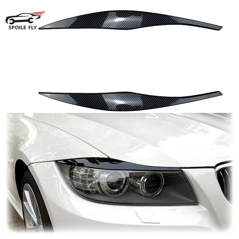 

2Pcs 2005 To 2012 For BMW E90 E91 3 Series 318i 320i 320d 325i 330i 330d Headlight Evil Eyebrows Eyelids Car Stickers By ABS