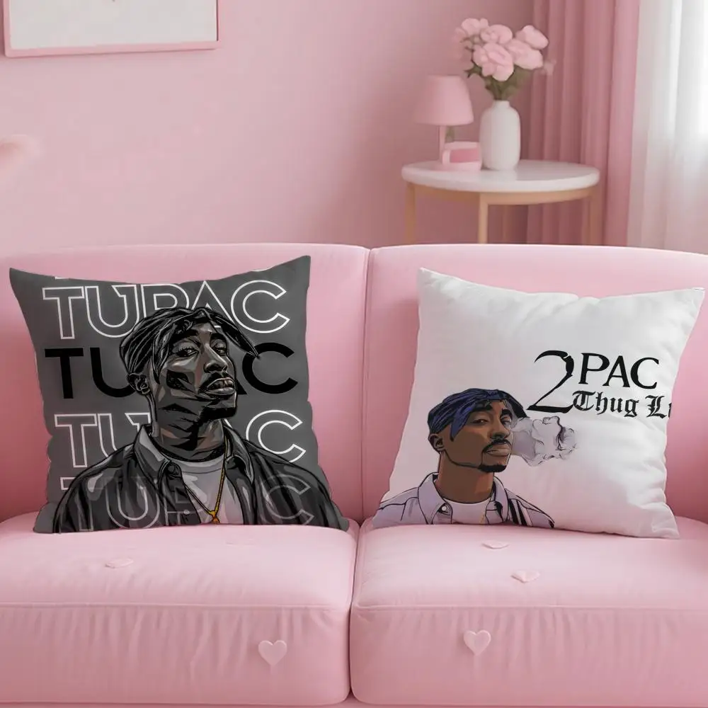 2P-PAC Tupac S-Shakur Cushion Cover Comfortable Reversible Pillow Cover Ideal for Car Sofa Bedroom & Beyond